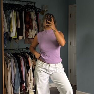 100% silk sleeveless mock neck